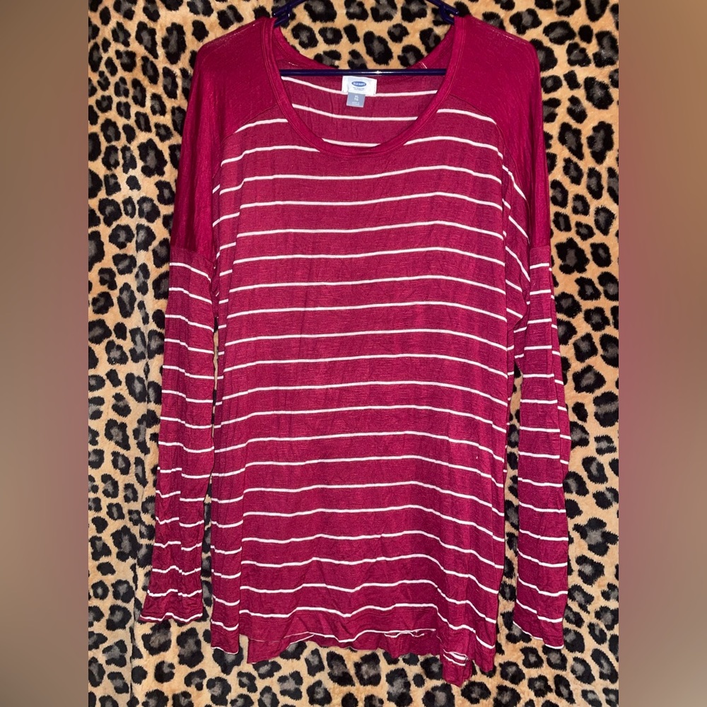 Stripes long sleeve red and white shirt